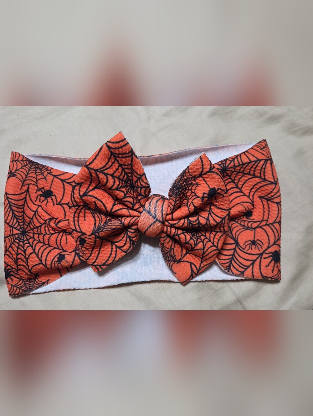 Teen/Womans Orange Spiderweb Bow Headband